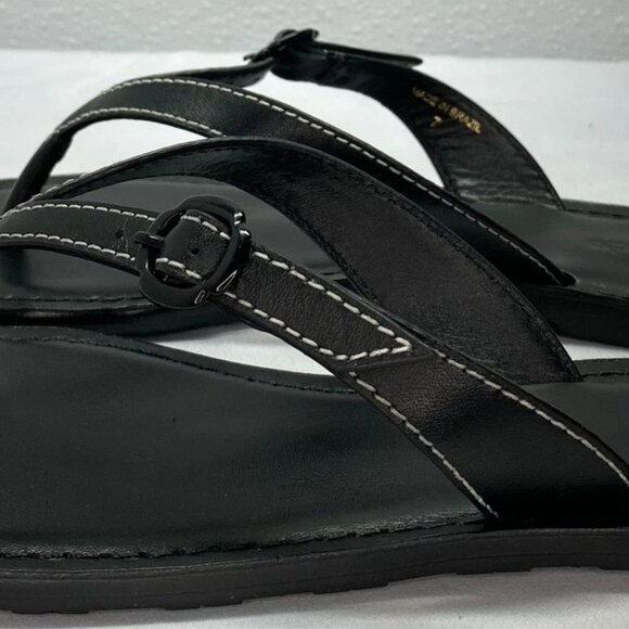 Larroude Women’s Mary Kate Black Leather Thong Flat Sandals – Size 7 – Slip-On - Picture 6 of 6